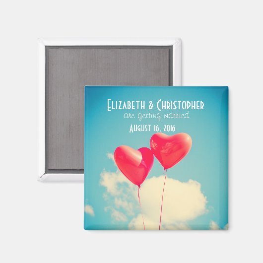 2 Helderrode kopbalballonnen opslaan Datum Magneet (Voorkant / Achterkant)