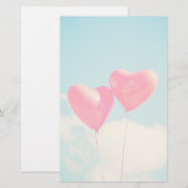 2 Helderrode kopballonnen die naar boven drijven Briefpapier (Voorkant / Achterkant)