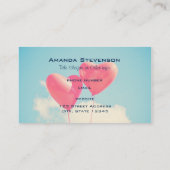 2 Helderrode kopballonnen die naar boven drijven Visitekaartje (Achterkant)