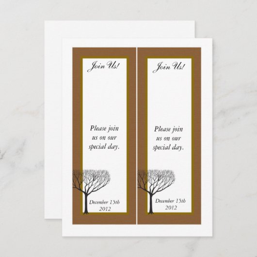 2 Herfst Tree Wedding Save the Date Bladwijzer Aankondigingskaart (Voorkant / Achterkant)