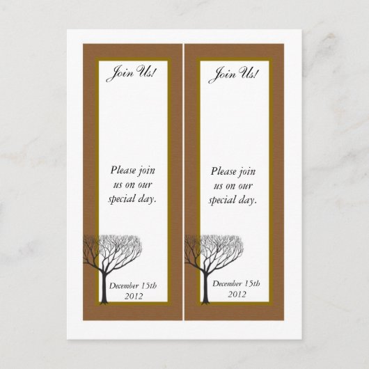 2 Herfst Tree Wedding Save the Date Bladwijzer Aankondigingskaart (Voorkant)