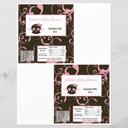 2 Hershey's Grote Bar Wrapper Girly Roze Punk Skul Flyer (Voorkant)