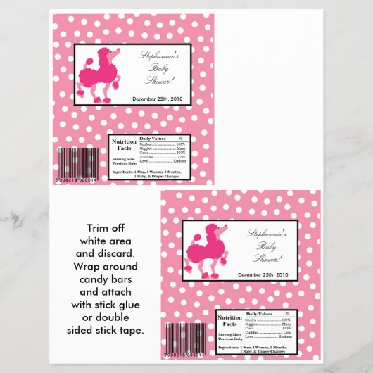 2 Hershey's Grote Stafwikkelroze Poodle Parijs Flyer (Voorkant)