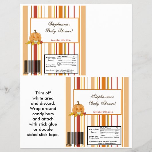 2 Hershey's Large Bar Wrapper Autumn Herfst Pumpki Flyer (Voorkant)