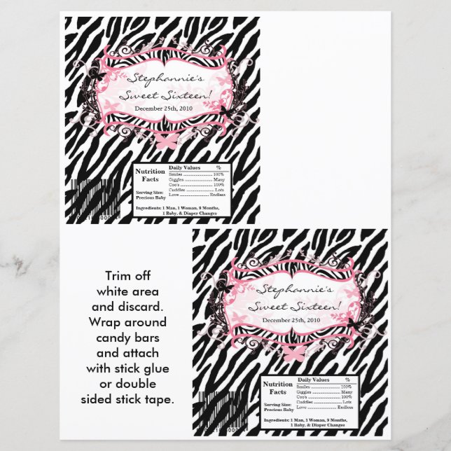 2 Hershey's Large Bar Wrapper Butterfly Zebra Prin (Voorkant)