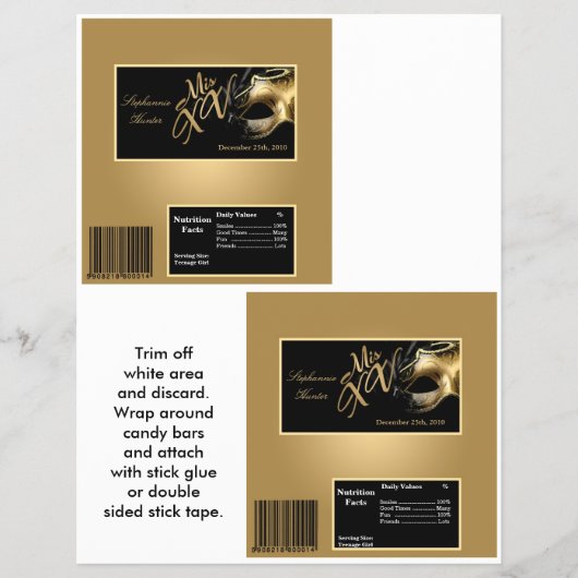 2 Hershey's Large Bar Wrapper Mis XV Gold Flyer (Voorkant)