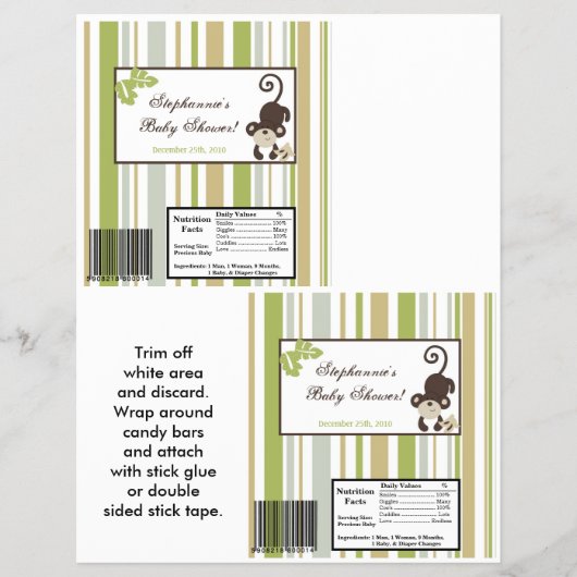 2 Hershey's Large Bar Wrapper Monkey Time Zoo Anim Flyer (Voorkant)