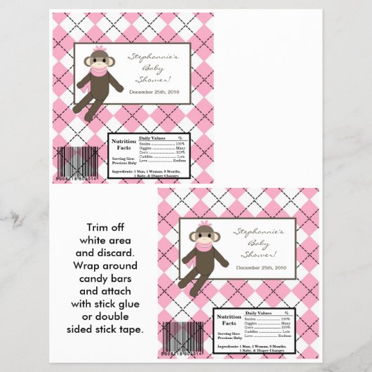 2 Hershey's Large Bar Wrapper Pink Sokt Monkey Flyer (Voorkant)