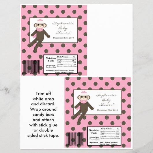 2 Hershey's Large Bar Wrapper Pink Sokt Monkey Flyer (Voorkant)