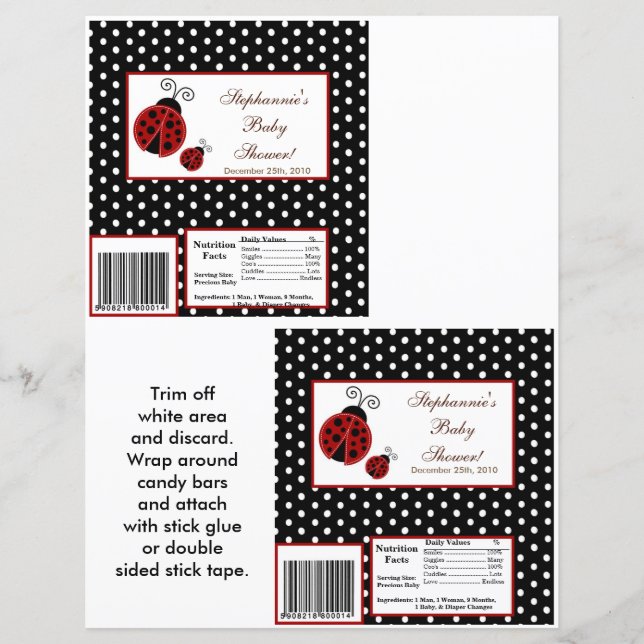 2 Hershey's Large Bar Wrapper Red Ladybug (Voorkant)