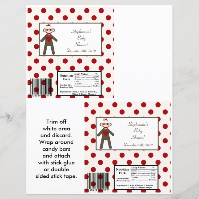 2 Hershey's Large Bar Wrapper Red Sock Monkey (Voorkant)