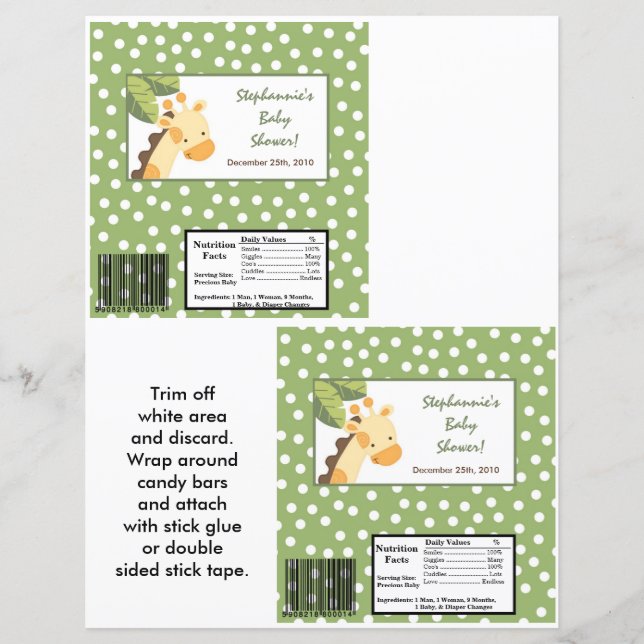 2 Hershey's Large Bar Wrapper Safari Oerwoud Giraf (Voorkant)