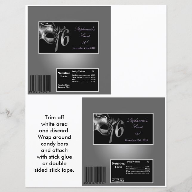 2 Hershey's Large Bar Wrapper Sweet 16 Silver (Voorkant)