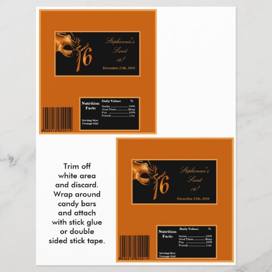 2 Hershey's Large Bar Wrapper Sweet 16 Sinaasappel Flyer (Voorkant)