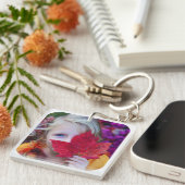 2 het Malplaatje van de Foto Dubbele Ronde Wit Sleutelhanger (Voorkant Rechts)