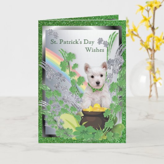 2. Het Puppy Nummer Één van Westie het Geluk van Kaart (Gele Bloem)