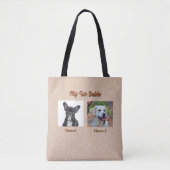 2 honden, 2 namen, kan tekst wijzigen, hond foto tote bag (Voorkant)