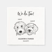 2 Honden Doodle Tekening Wij doen ook Bruiloft Servet (Voorkant)
