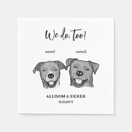 2 honden gezicht we doen te bruiloft servet (Voorkant)