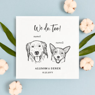 2 Honden Huisdier Tekening Wij doen ook Bruiloft Servet