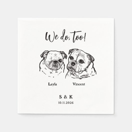 2 Honden Huwelijk Servet (Voorkant)
