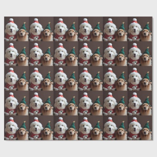 2 honden in kerstkostuums cadeaupapier (Vlak)