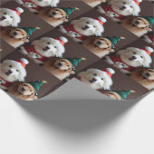 2 honden in kerstkostuums cadeaupapier (Hoek)