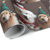 2 honden in kerstkostuums cadeaupapier (Rol Hoek)
