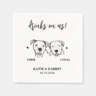2 Honden Pet Lijn Kunst Dranken op Ons Trouwen Servet