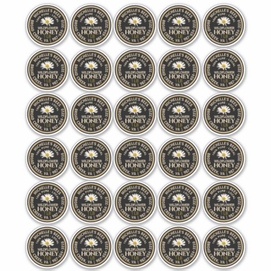 2" Honey Standard Mason Jar Canning Cover Daisy Sticker (Voorkant)