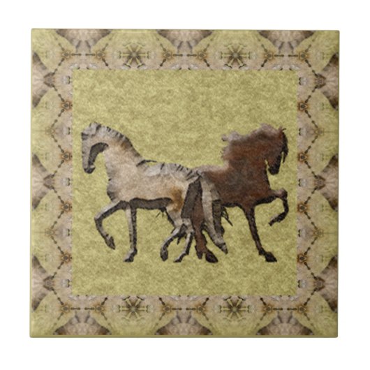2 HORSES Tile Tegeltje (Voorkant)