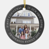 2 House Photos First Xmas New Home Faux Chalkboard Keramisch Ornament (Voorkant)