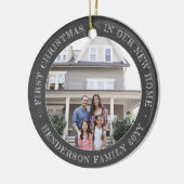 2 House Photos First Xmas New Home Faux Chalkboard Keramisch Ornament (Links)