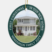 2 House Photos First Xmas New Home Green en White Keramisch Ornament (Links)