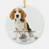 2 Huisdier hond kat foto mijn eerste kerst Keramisch Ornament (Voorkant)