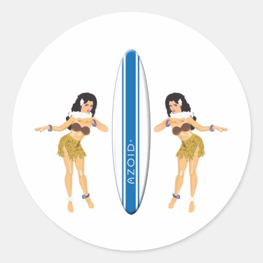 2 Hulas en raad van Surven Ronde Sticker (Voorkant)