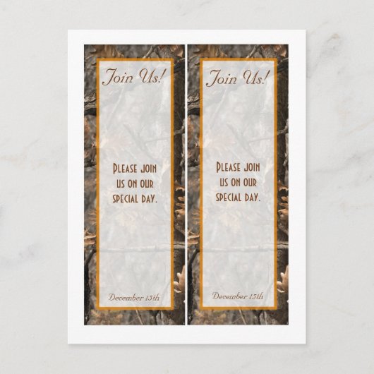 2 Hunter's Camo Chic bruiloft Bladwijzer Briefkaart (Voorkant)