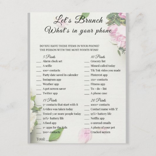 2 in 1 Bridal Brunch Douche Spel Informatiekaartje (Achterkant)