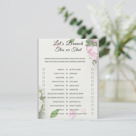 2 in 1 Bridal Brunch Douche Spel Informatiekaartje (Staand voorkant)