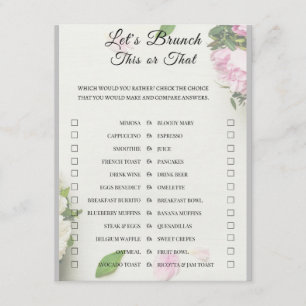 2 in 1 Bridal Brunch Douche Spel Informatiekaartje