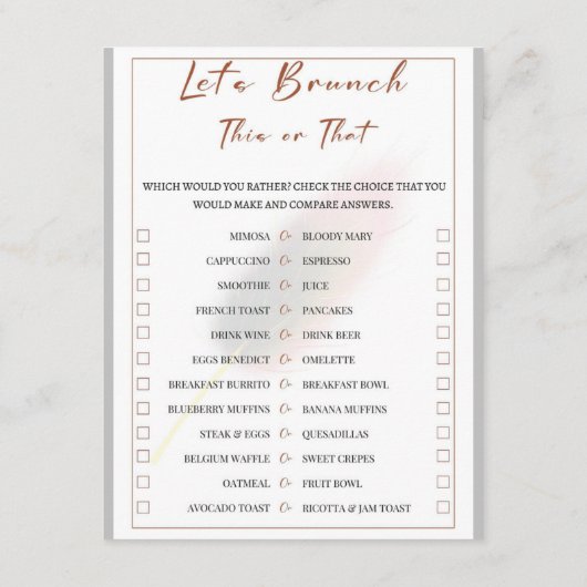 2 in 1 Bridal Brunch Douche Spel Informatiekaartje (Achterkant)