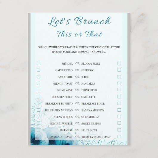 2 in 1 Bridal Brunch Douche Spel Informatiekaartje (Achterkant)