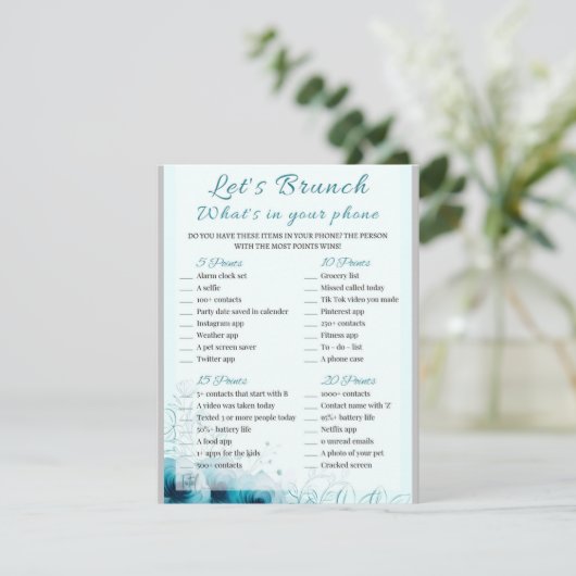 2 in 1 Bridal Brunch Douche Spel Informatiekaartje (Staand voorkant)