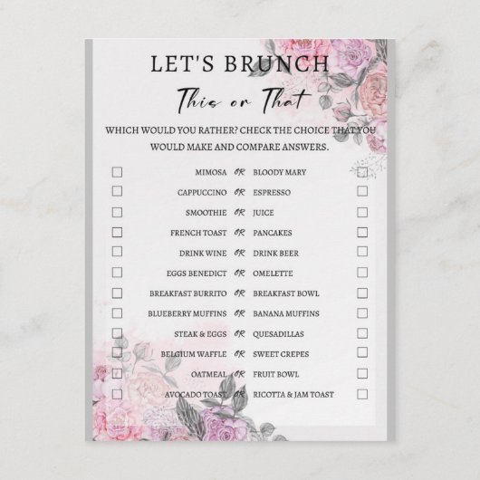 2 in 1 Bridal Brunch Douche Spel Informatiekaartje (Achterkant)
