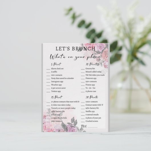 2 in 1 Bridal Brunch Douche Spel Informatiekaartje (Staand voorkant)