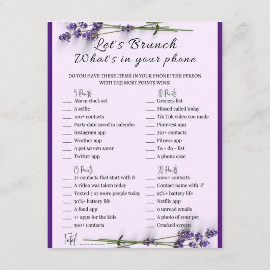 2 in 1 Bridal Brunch Douche Spel Informatiekaartje (Achterkant)