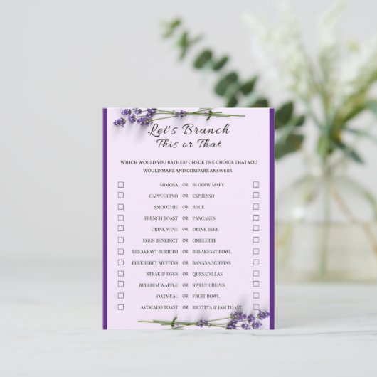 2 in 1 Bridal Brunch Douche Spel Informatiekaartje (Staand voorkant)