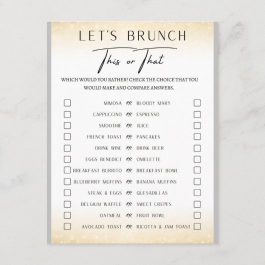 2 in 1 Bridal Brunch Douche Spel Informatiekaartje (Achterkant)