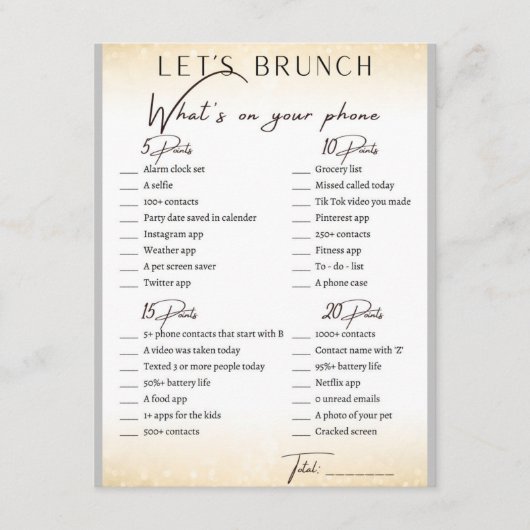 2 in 1 Bridal Brunch Douche Spel Informatiekaartje (Voorkant)