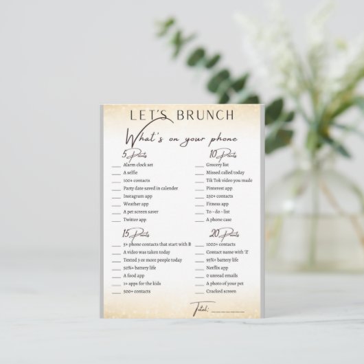 2 in 1 Bridal Brunch Douche Spel Informatiekaartje (Staand voorkant)